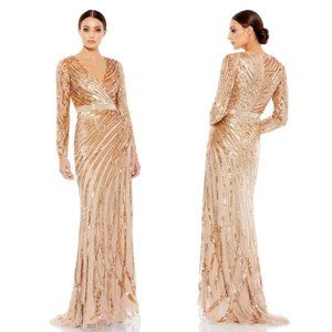 EVENING BY MAC DUGGAL SEQUINS LONG SLEEVE GOWN